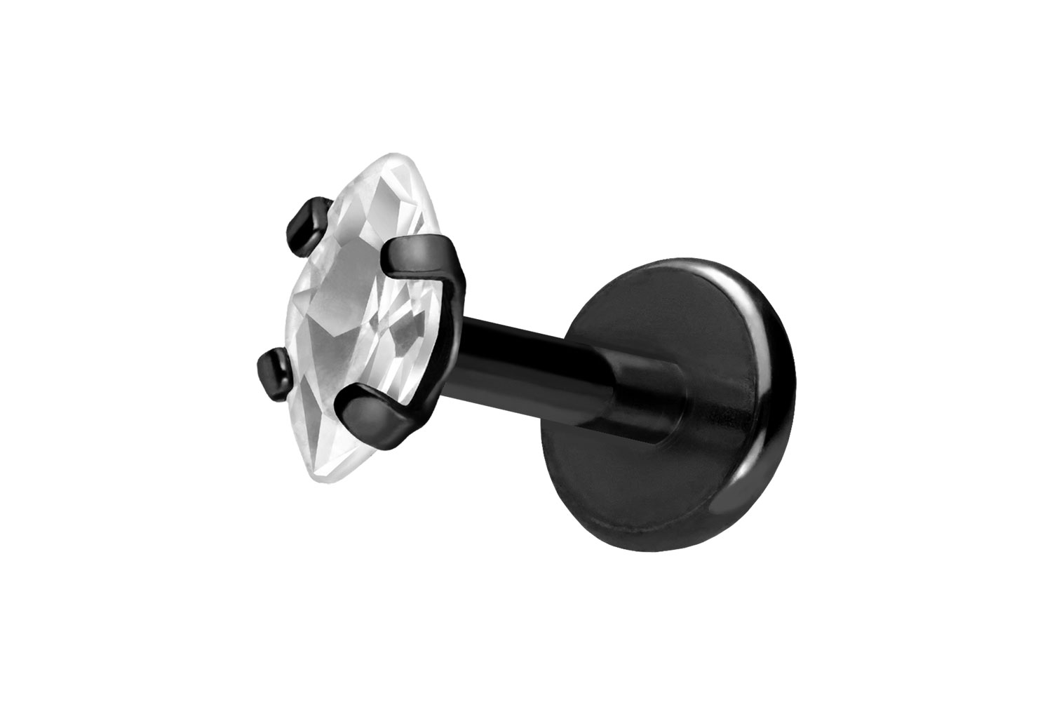 Titan Labret Piercing mit Push Fit EINGEFASSTER KRISTALLTROPFEN
